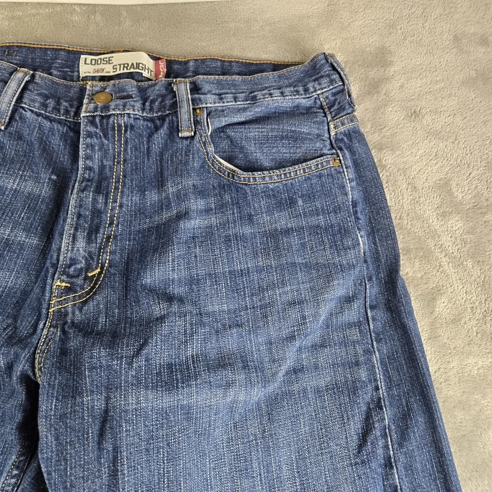 Levis 569 Jeans Mens 36x34 (Fits 34x31) Blue Denim 100% Cotton Loose Straight‎